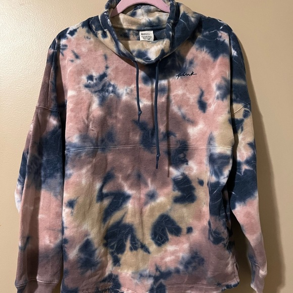 Tie-Dye Hoodie with Embroidered Logo PINK - Picture 1 of 4